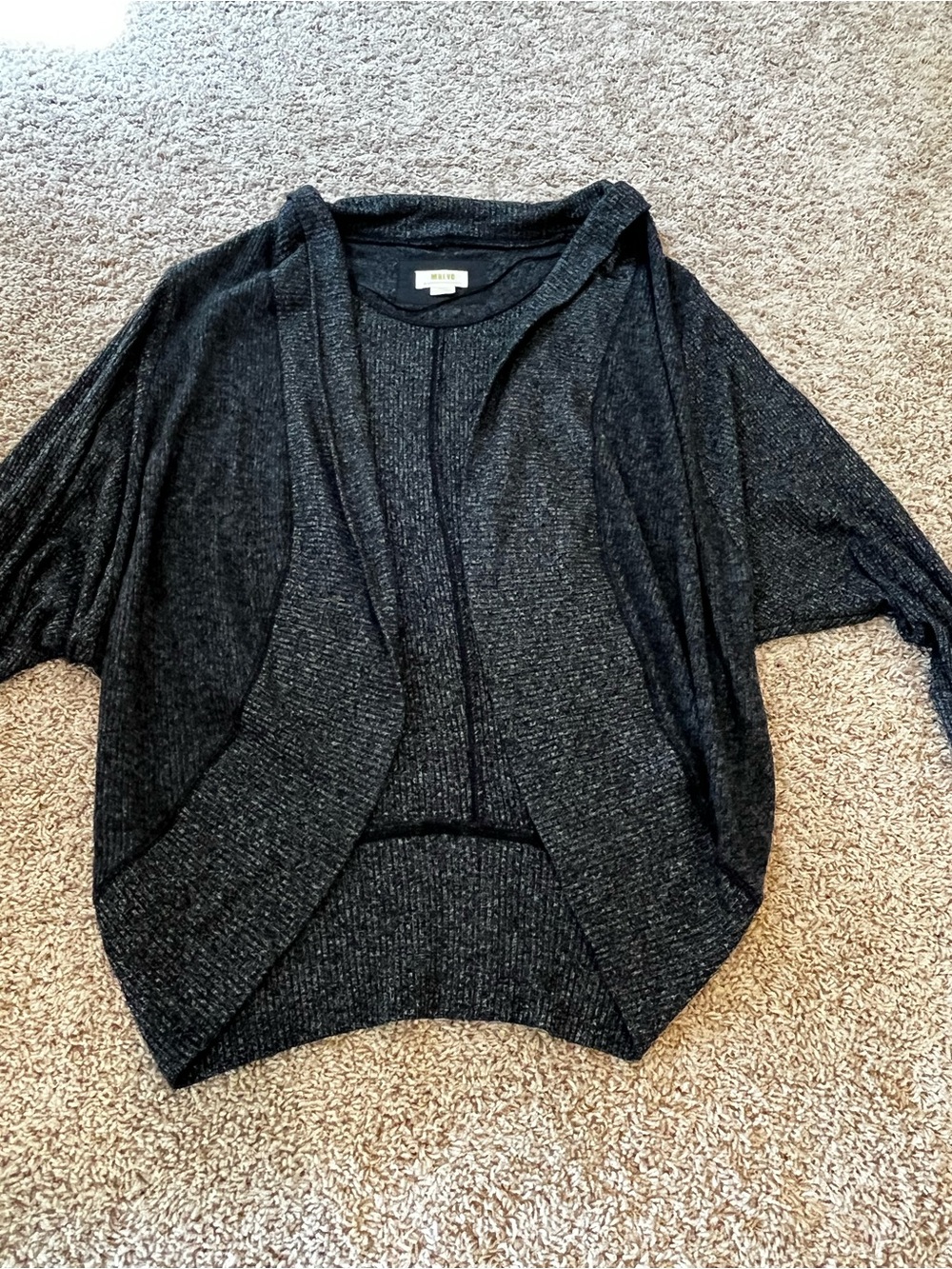 Maeve by Anthropologie XS Charcoal Black Open-Front Draped Cardigan